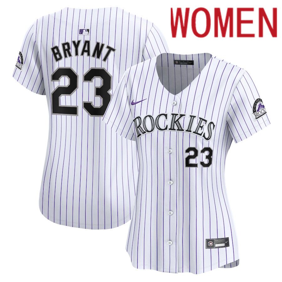 Women Colorado Rockies #23 Kris Bryant Nike White Home Limited Player MLB Jersey->women mlb jersey->Women Jersey